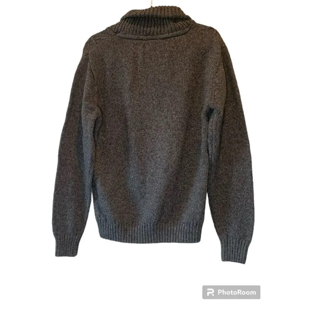Buckle Black Label Mens LG Athletic Fit Gray Knit Shawl Collar Sweater